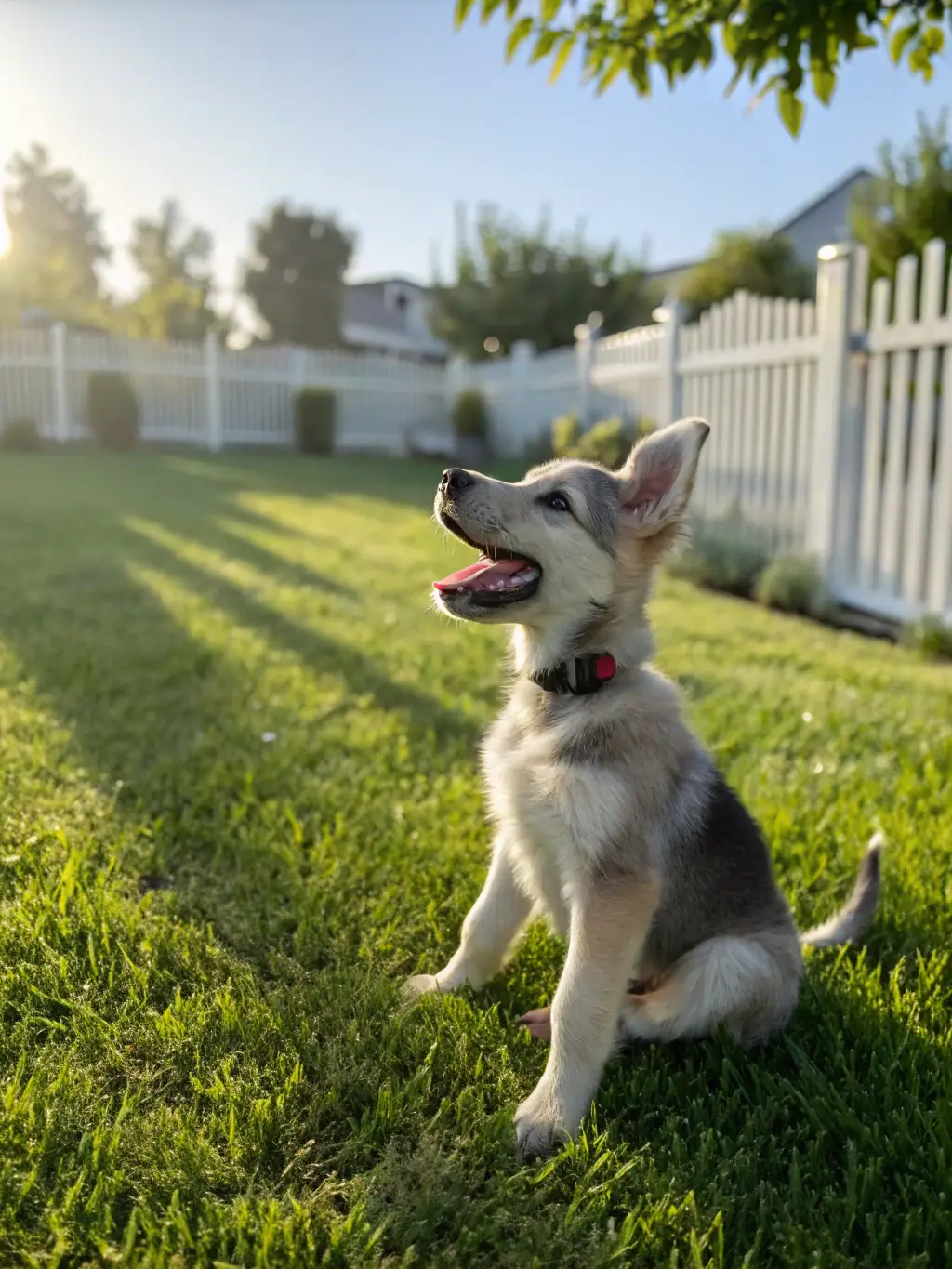 A golden retriever puppy happily chewing on a bone, showcasing dog care.
