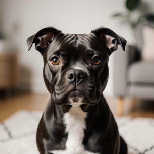 Σκύλος american staffordshire terrier με αλλεργικά συμπτώματα γύρω από τα μάτια