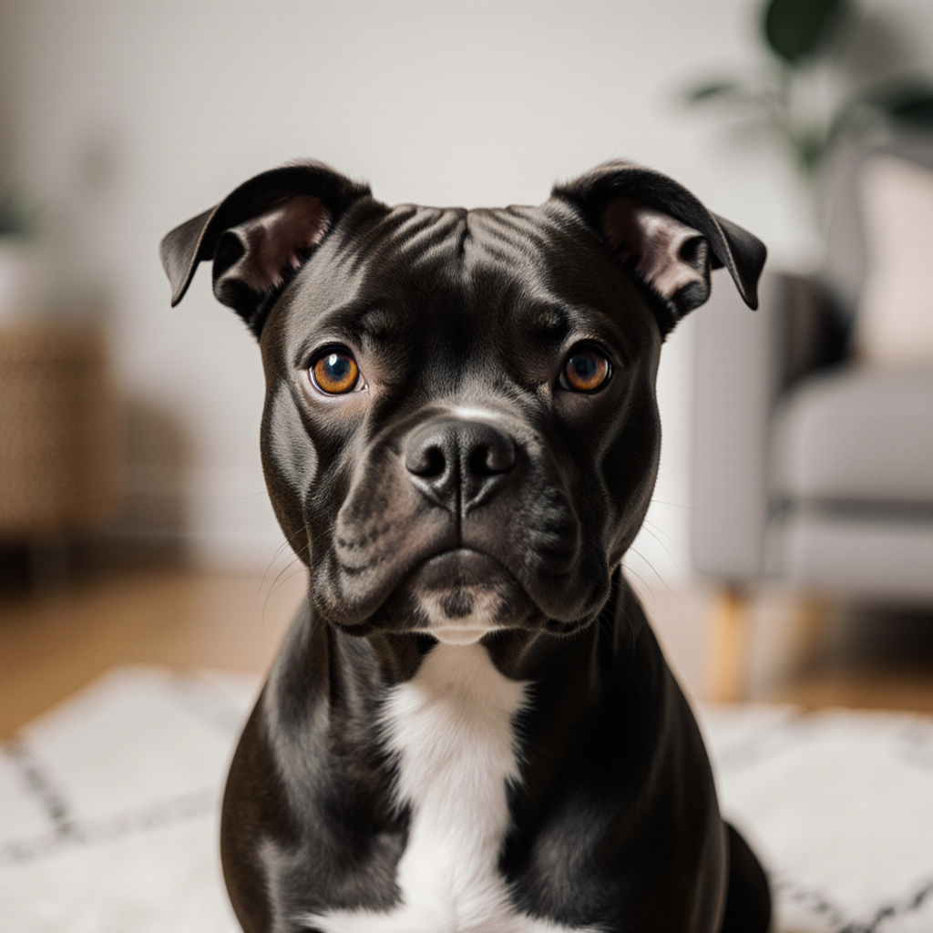 Σκύλος american staffordshire terrier με αλλεργικά συμπτώματα γύρω από τα μάτια