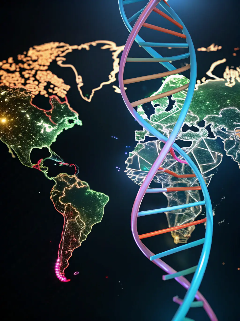 A graphic illustration of a DNA strand intertwined with a dog and cat silhouette, representing Pawthentic's dedication to providing scientifically backed advice.